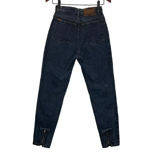 Jordache 80s High Waist Tapered Leg Deep Indigo Wash Retro Mom Jeans Sz 24 - Picture 2 of 9